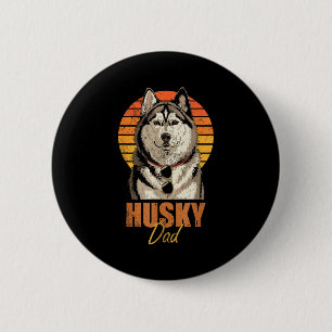 Cool Retro Husky Dad Funny Vintage Dog Lovers  6 Cm Round Badge