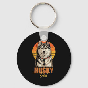 Cool Retro Husky Dad Funny Vintage Dog Lovers  Key Ring