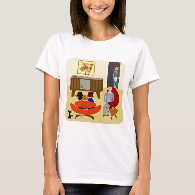 Cool Retro Living Characters at Home Art design T-Shirt (Front)
