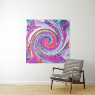 Cool Retro Magenta, Pink and Blue Liquid Art Swirl Tapestry
