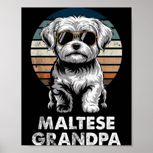 Cool Retro Maltese Grandpa Funny Vintage Dog Owner Poster
