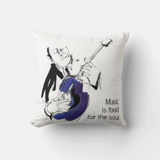 Cool Retro Man Playing Guitar - Jazz Music Art Cushion