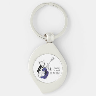 Cool Retro Man Playing Guitar - Jazz Music Art Key Ring