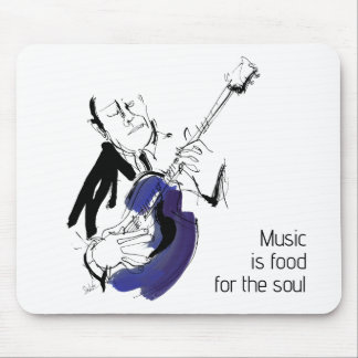Cool Retro Man Playing Guitar - Jazz Music Art Mouse Pad