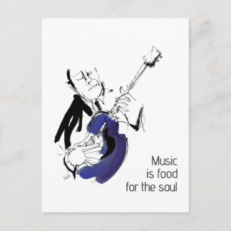 Cool Retro Man Playing Guitar - Jazz Music Art Postcard