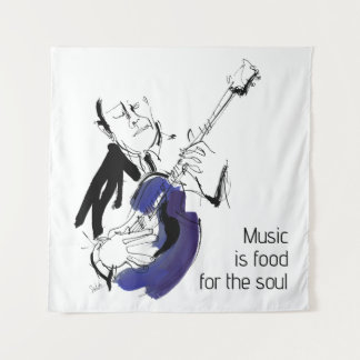 Cool Retro Man Playing Sax - Jazz Music Art Tapestry