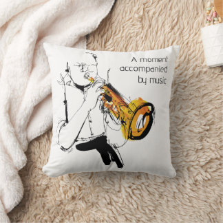 Cool Retro Man Playing Trumpet - Jazz Music Art Cushion