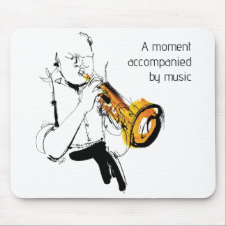 Cool Retro Man Playing Trumpet - Jazz Music Art Mouse Pad