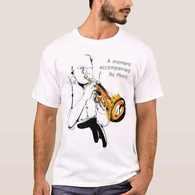 Cool Retro Man Playing Trumpet - Jazz Music Art T-Shirt (Front)