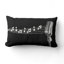 Cool Retro Mic & Musical Notes Black
