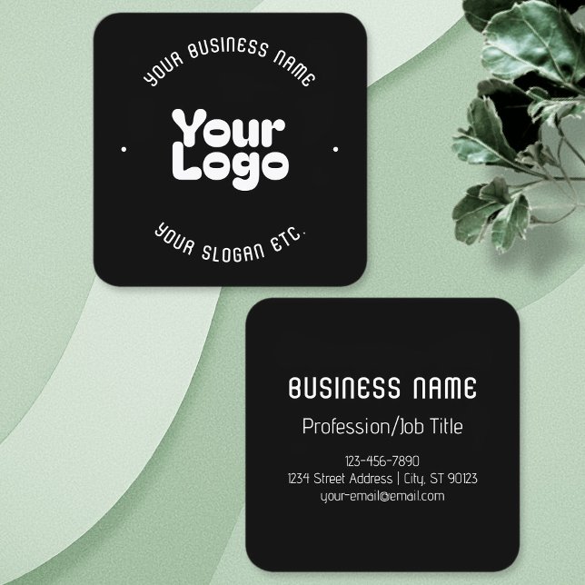 Cool Retro-Modern | Black & White Square Business Card (Creator Uploaded)