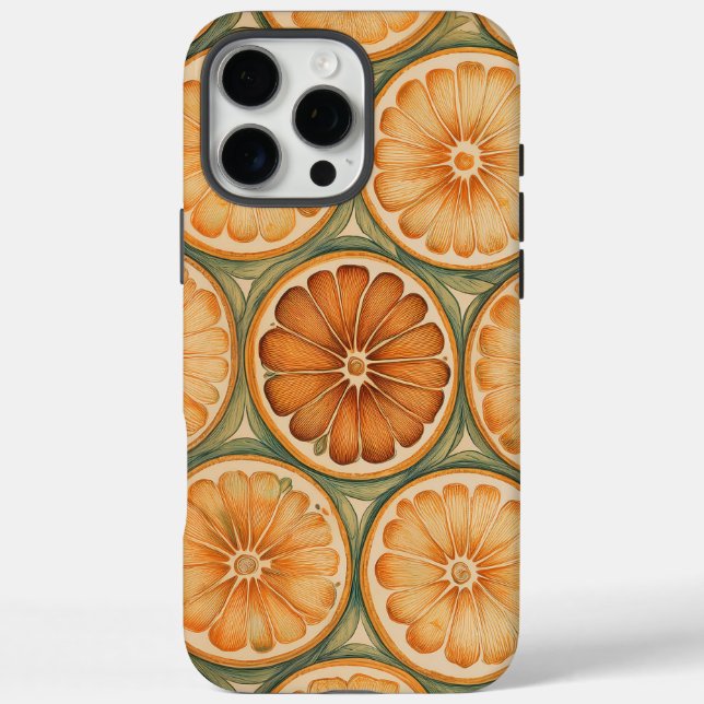 Cool Retro Orange Pattern iPhone 16 Pro Max Case (Back)