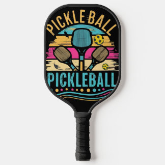 Cool Retro Pickleball Paddles and Net Abstract