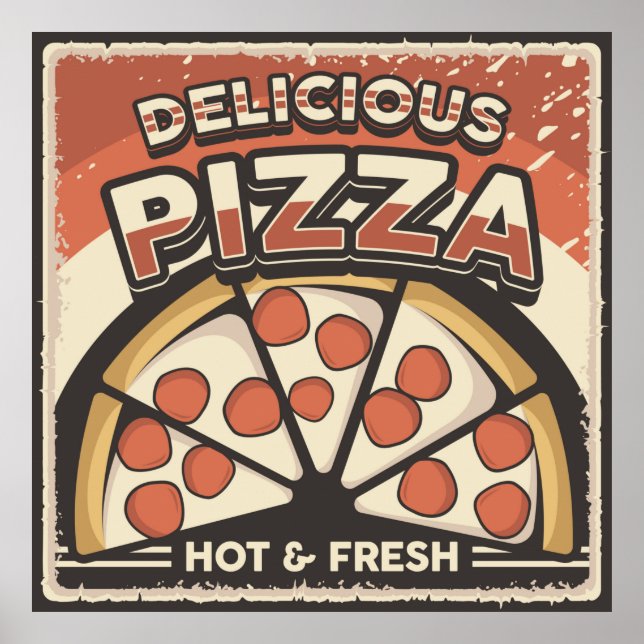 cool retro pizza food  poster (Front)
