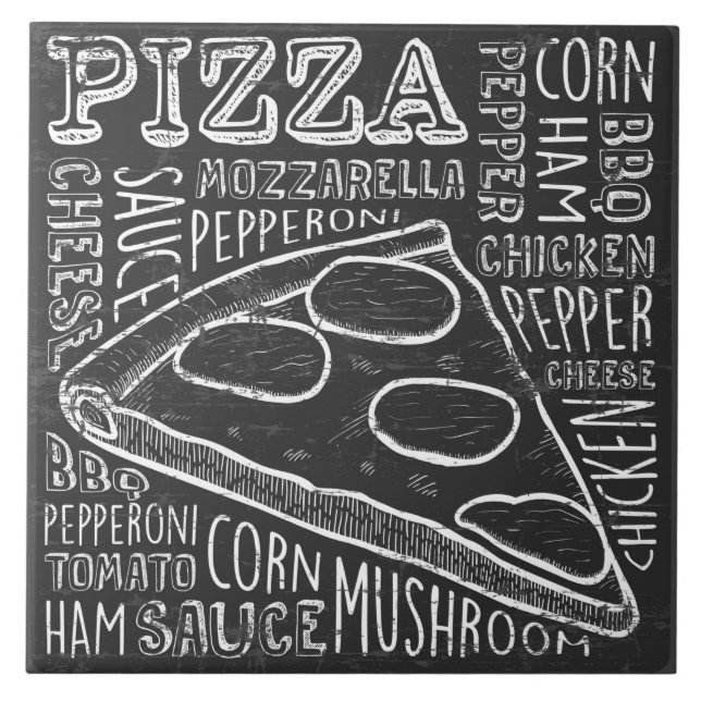 Cool retro pizza home business crafting tile (Front)