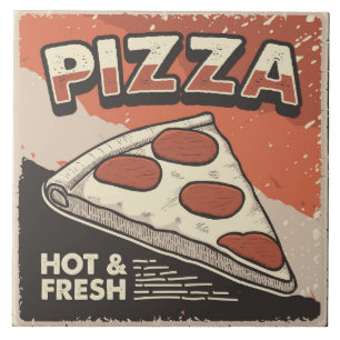 Cool retro pizza home business crafting tile