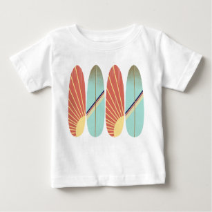 Cool retro red and blue surfboard baby T-Shirt