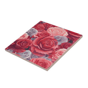 Cool Retro Rose Ceramic Tiles For Bath Accent
