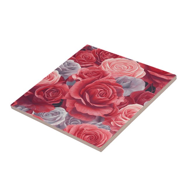 Cool Retro Rose Ceramic Tiles  For Bath Accent (Side)