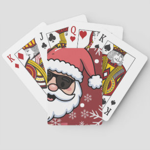 Cool Retro Santa Christmas Serving Tray Playing Cards