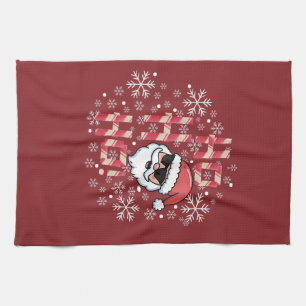 Cool Retro Santa Christmas Serving Tray Tea Towel