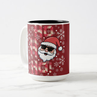 Cool Retro Santa Christmas Serving Tray Two-Tone Coffee Mug