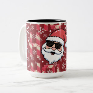 Cool Retro Santa Christmas Serving Tray Two-Tone Coffee Mug