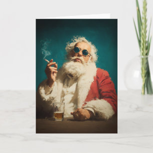 Cool Retro Santa Portrait Holiday Card