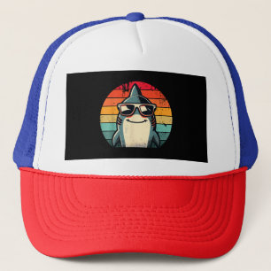 Cool Retro Shark in Sunglasses 70s 80s 90s Funny S Trucker Hat