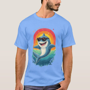 Cool Retro Shark Sunglasses Funny Vintage girl T-Shirt