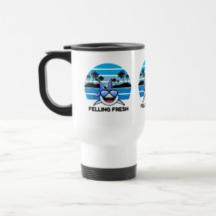 Cool Retro Shark with Sunglasses Travel Mug