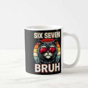 Cool Retro Six Seven Bruh Cat Sungles Meme 67 Coffee Mug