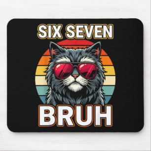 Cool Retro Six Seven Bruh Cat Sungles Meme 67 Mouse Pad
