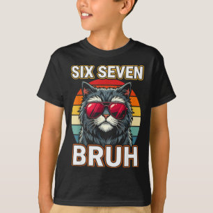 Cool Retro Six Seven Bruh Cat Sungles Meme 67  T-Shirt