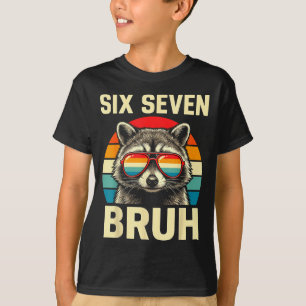 Cool Retro Six Seven Bruh Raccoon Sungles Meme 67  T-Shirt