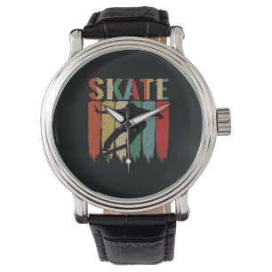 Cool Retro Skateboarder Skateboard Skating Watch