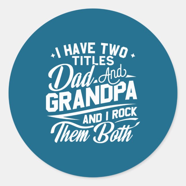 Cool Retro Style Gift For New Grandpas  Classic Round Sticker (Front)