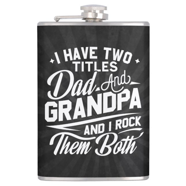 Cool Retro Style Gift for New Grandpas  Hip Flask (Front)