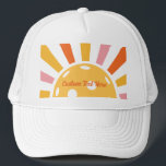 Cool Retro Sunburst Personalised Pickleball  Trucker Hat<br><div class="desc">Super fun pickleball hat featuring a retro pickleball sunburst and your custom text.  Add a player name,  pickleball club name,  funny saying,  etc. Makes the perfect gift/memento for any pickleball party or tournament or pickleball special event.  Get matching hats for your team or pickleball partner.</div>