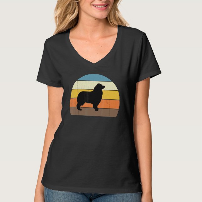 Cool Retro Sunset Australian Shepherds - Great Fun T-Shirt (Front)