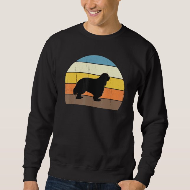 Cool Retro Sunset Cavalier King Charles Spaniels Sweatshirt (Front)