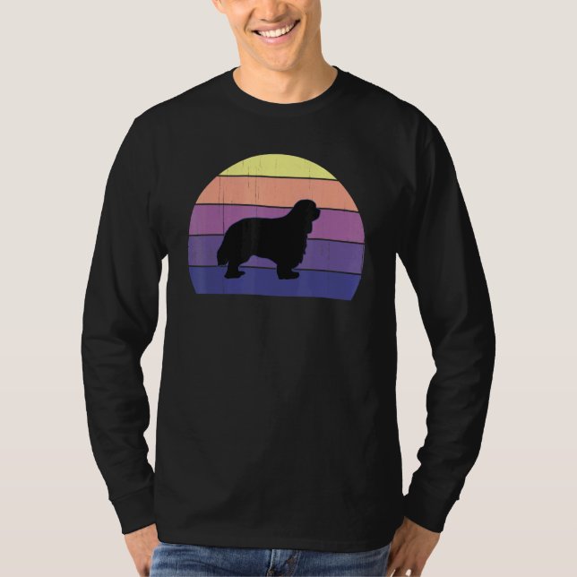 Cool Retro Sunset Fun Cavalier King Charles Spanie T-Shirt (Front)