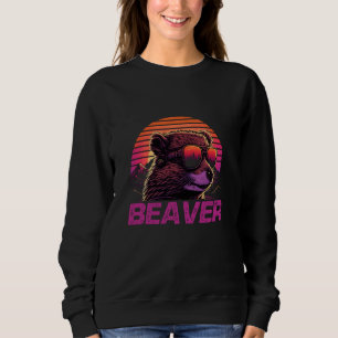 Cool Retro Sunset Sunglasses Beaver Sweatshirt