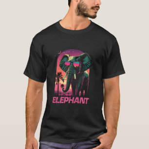 Cool Retro Sunset Sunglasses Elephant T-Shirt