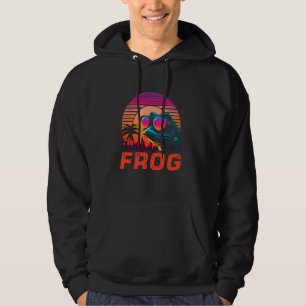 Cool Retro Sunset Sunglasses Frog Hoodie