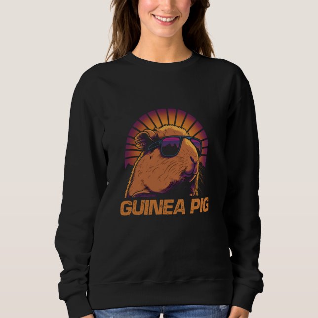 Cool Retro Sunset Sunglasses Guinea Pig Sweatshirt (Front)