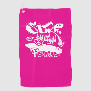 Cool Retro Surf Brooklyn Peace Golf Towel