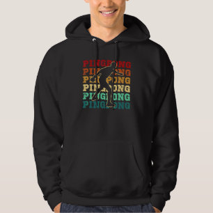 Cool Retro Text Silhouette Ping Pong Hoodie