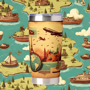 Cool retro travel lovers plane insulated tumbler