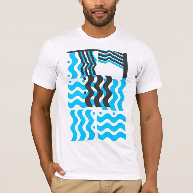 Cool Retro Turquoise & Black T-Shirt (Front)